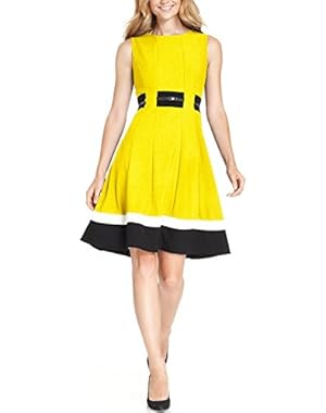 Sleeveless Belted Striped Dress