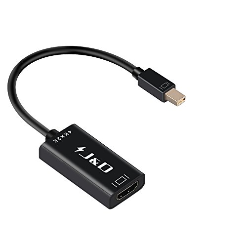 Mini DP to HDMI Adapter Cable 4K 30Hz, J&D Gold-Plated Mini Displayport 1.4 (Thunderbot 1&2 Compatible) to HDTV HDMI 2.0 Cable Supporting 4K - 6 inch