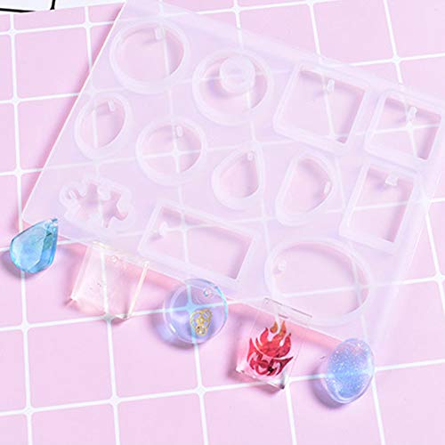 3 pcs Silicone Resin Casting Molds, FineGood DIY Jewelry Pendent Craft Making Moulds with Hanging Hole