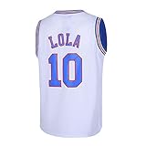TUEIKGU LOLA #10 Men's Basketball Jersey Space Movie Jersey S-XXXL White/Black