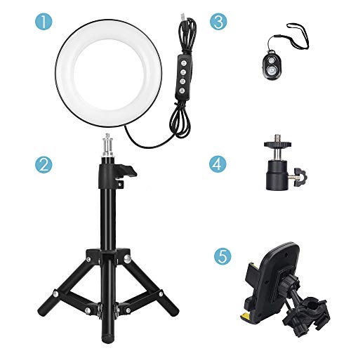 ZOMEi 6" Makeup Ring Light with Tripod Stand & Cell Phone Holder for Live Stream/Makeup Mini Led Camera Ringlight for YouTube Video/Photography Compatible with iPhone Xs Max XR Android  - Thumbnail 4