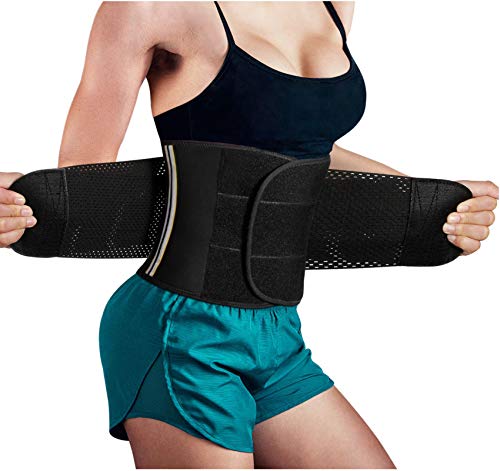Women Waist Trimmer Trainer Fat Burner Slimming Weight Loss Belt with Sauna Effect (Black Waist Trimmer Belt, 2XL)