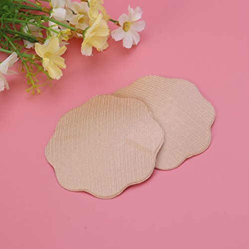 Pair Adhesive Breast Pasties Flower-shape Nipple Stickers Cover Invisible Breast Concealer pad for Women (Skin-color) - Thumbnail 3