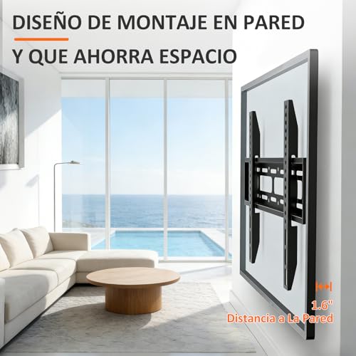 Salandens Soporte TV Universal, Soporte para Pantallas de LED y LCD de 26 a 65 Pulgadas, Soporta hasta 50 kg, Acero Súper Reforzado, Máx VESA 400x400 mm