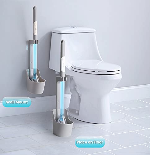 Toilet Brush with Holder Set,Toilet Bowl Cleaner Brush with Soap Dispenser,Under Rim Lip Brush and Storage Caddy for Bathroom