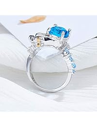 Czjewelry - Anillo de cola de cóctel ajustable trenzado con diseño de diosa del mar, 2 tonos