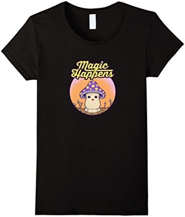Womens Magic Happens Funny Morel Mushroom Shirt XL Black