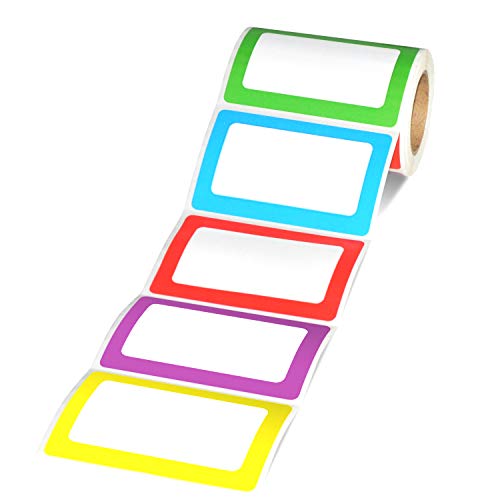 Methdic 5 Colors Adhesive Name Tag Labels, 250 Stickers 3.5" x 2.25" Plain Tags for Office & School