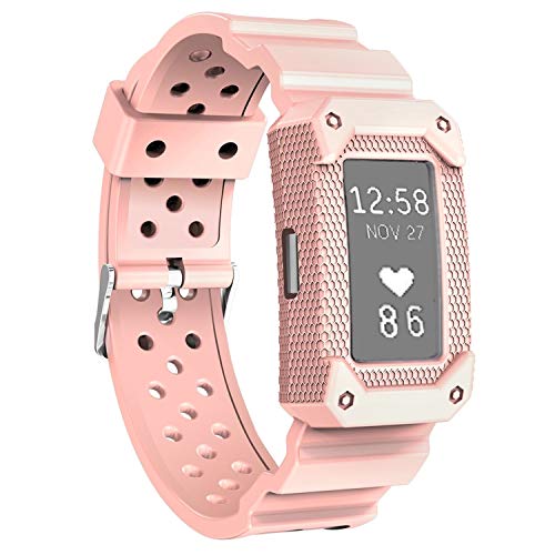 Moretek Classic Fitness Wrist Band Smart Watch Replacement Bracelet for Fitbit Charge 2 Tracker (Pink)