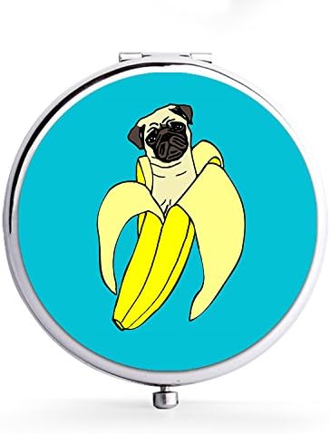 Makeup Mini Mirror Handhold Double Side Compact Travel Mirrors - Banana Pug