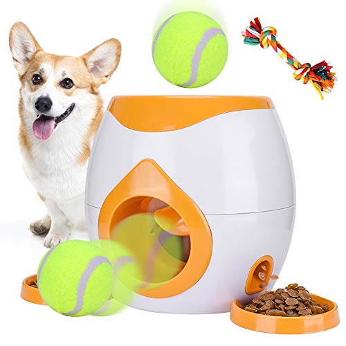 Pet Interactive Toys Dogs Puzzle Food Dispenser Tennis Ball Throwing Fetch Machine FDA Cat Reward Toy Game Animal Training Tool Pets Slow Feeder Bowl (Orange) - Thumbnail 6