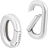 PH PandaHall 2 Styles 925 Sterling Silver Spring Gate Rings Oval Spring Connector Clasp Necklace Enhancer Shortener Clasps Jewelry Connectors for DIY Necklace Bracelet Key Rings