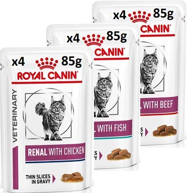 Royal Canin Veterinary Feline Renal Premium Mix - 12 x 85g With Tuna, Chicken, Beef Cat Food by ResqueT - All in One Random Box