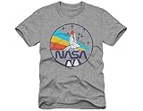 NASA Men's Space Short Sleeve Graphic T-Shirt, Heather Grey, S