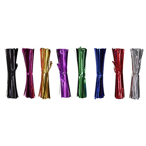 HRX Package 4'' Metallic Twist Ties Good Christmas Cello Wedding Party Candy Bags (8 Colors 6400pcs)