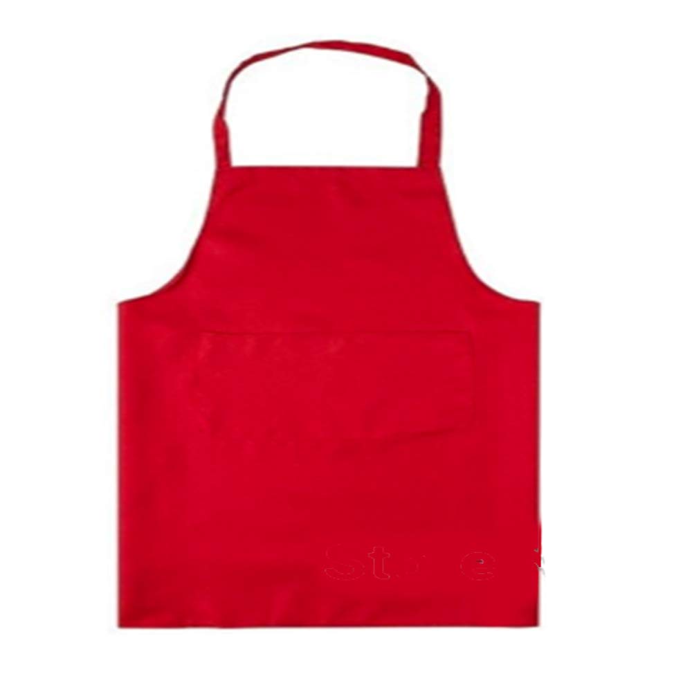 Bonnin Kids Plain Apron with Front Pocket for Drawing, Painting, Baking, Cooking Party Favors. (Red) — image 1