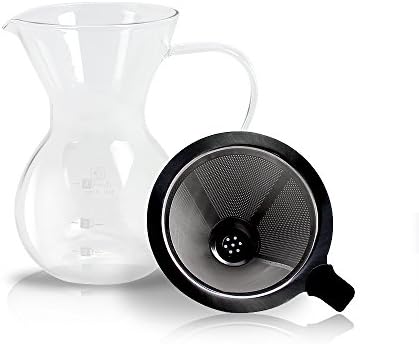 Harvest Grande Glass Pitcher With Reusable Stainless Steel Permanent Drip Filter 400ml Beverage Pitcher for Homemade Juice / Iced coffee / Iced Tea