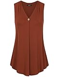 Sleeveless Tops For Women Summer,Laksmi Basic Solid V Neck Casual Office Flow Tunic Tank Shirt L Brick Red