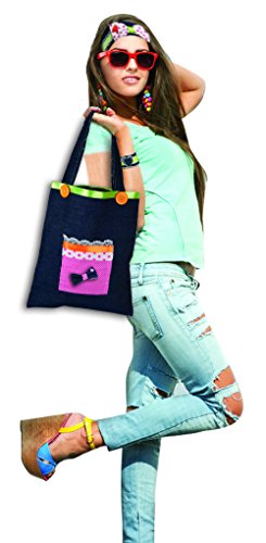 AMAV Fashion Time The Little Seamstress Denim Creations Craft Educational Sewing Kit - DIY Make Your Own Fashion, Sewing Machine Set for Girls