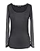 Imagenation Long Sleeve Mesh Sheer See Through Round Scoop Neck Top, Small, Black