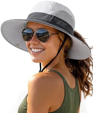 FURTALK Wide Brim Sun Hat with Ponytail Hole for Women UPF 