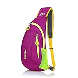 Shoulder Backpack, Sunhiker C822 Casual Cross Body Bag Outdoor Sling Bag Chest Pack with Adjustable Shoulder Strap for Cycling Hiking Camping Travel and Men Women (Hot Pink/822)