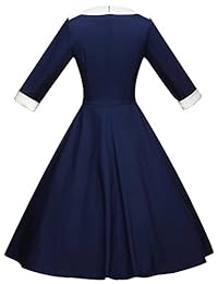 GownTown - vestidos de 1950 clásico vestidos de manga 3 4 bolsillo bowknot elástico vestidos