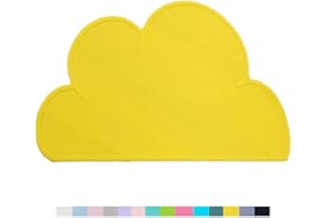 LUCK DAWN Cat Food Mat, Cat Placemat, Cat Feeding Mat，Premium Silicone Anti Slip Waterproof Dog Food Mat with High Lips，Pet Food Tray for Dogs, Cats & Others Animal (Yellow)