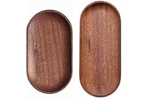 Linwnil 2 Pack Solid Wood Coffee Serving Platters and Trays of Natural Wood with Edge, Rectangular Avoid Sliding and Spilling