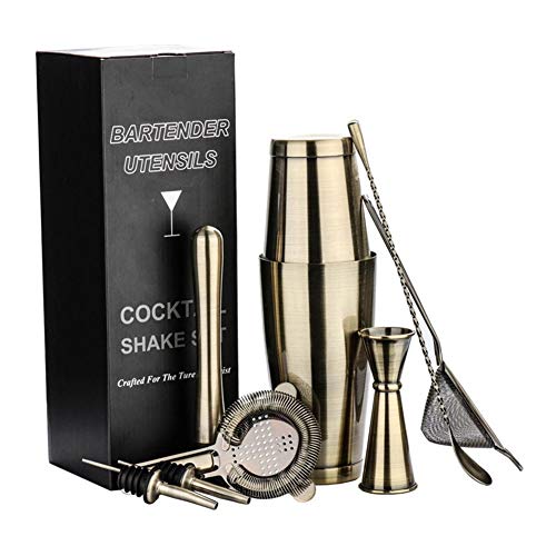 ARTFFEL Barkeeper-Set aus Edelstahl, robust, 7-teilig, Zubehör, Messbecher, Sieb, Geschenke, gesund (Farbe: Silber) – Bild 4