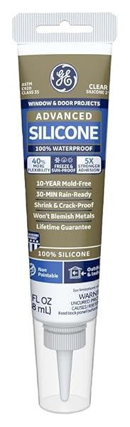 GE SILICONE II WINDOW AND DOOR SILICONE SEALANT, 2.8 OZ, TUBE, TRANSLUCENT, SOLID