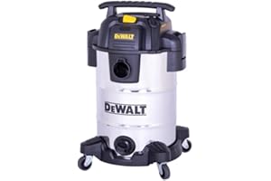 DEWALT DXV08SA 8-Gallon (30L) Stainless Steel Wet/Dry Vacuum, 5.0 Peak HP, Heavy-Duty Shop Vacuum with Crush-Resistant Hose a