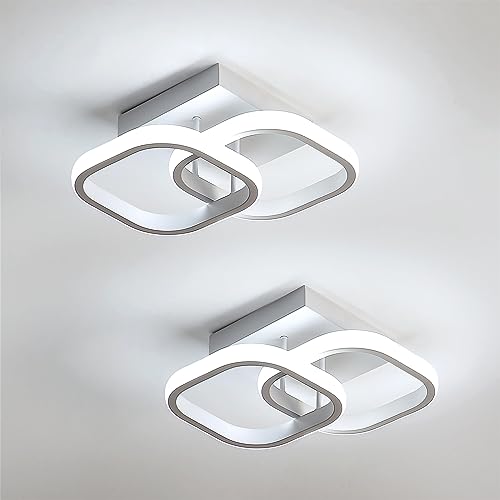 Comely 2 Pacchi Plafoniere a LED Moderne, 24W 2700LM Lampada da Soffitto a LED Quadrata Piccola Bianco Freddo 6500K Apparecchi di Illuminazione per Interni per Camera da Letto Corridoio