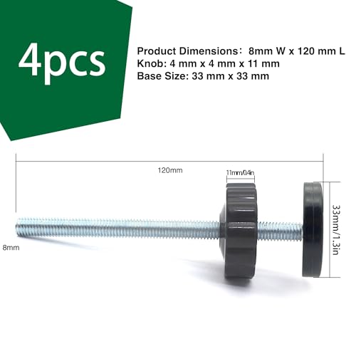 Vmaisi 4 Pack 8MM Baby Gate Threaded Spindle Rod, Replacement Hardware Parts Kit for Pet & Dog Pressure Mounted Safety Gates - Extra Long Wall Mounting Accessories Screws Rods Adapter Bolts Black