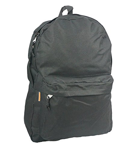 Classic Bookbag Basic Backpack Simple School Book Bag Casual Student Daily Daypack 18 Inch with Curved Shoulder Straps Black