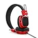 On Ear Headphones, Jelly Comb Wired Stereo Lightweight Foldable Headphones Headband Headsets with Microphone 3.5mm for Cellphones Smartphones Iphone Laptop Computer Mp3/4 Earphones (Black and Red)