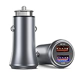 AINOPE Car Charger Quick Charge 3.0, Aluminum Dual USB Fast Car Charger 30W USB QC3.0 Car Charger Fast Charging Compatible Galaxy S9/S8/Note9/Note8, iPhone Xs Max/XR/X/8, LG, Nexus, Tablet(Grey)