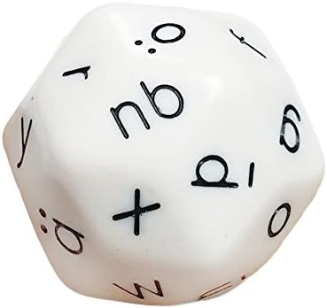 One 30 Sided D30 Upper Case German Alphabet White Dice in Snow Organza Bag