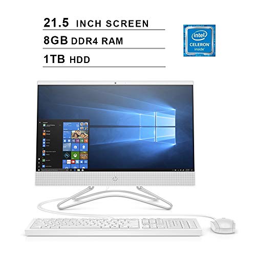 2019 HP Pavilion All-in-One 21.5 Inch FHD 1080P Desktop (Intel Celeron G4900T 2.9GHz, 8GB DDR4 RAM, 1TB HDD, Intel UHD Graphics 610, WiFi, Bluetooth, HDMI, Windows 10) (White)