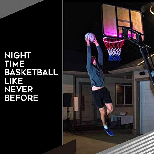 Light Up Basketball Hoop - Solar Powered LED Lighted Basketball Rim Kit - Waterproof Indoor Outdoor Glow Basketball Hoop - Perfect for Kids Adults Training Games Playing at Night