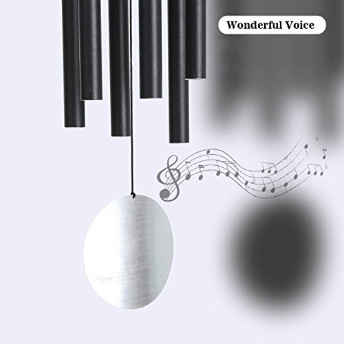 Aipker Wind Chimes for Outdoor Garden Home Patio - Amazing Grace Wind Chime with 6 Long Aluminum Tubes Black