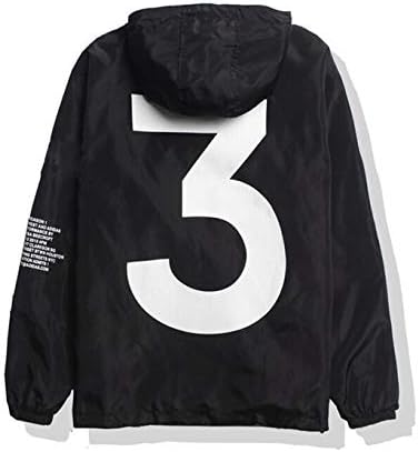 Nessere Men Letter Print Waterproof Anti-Sun Jacket Long Sleeve Hip-Pop Hoodie Streetwear