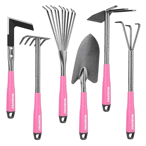 WORKPRO 6-Piece Pink Garden Tool Set | Heavy Duty Gardening Hand Tools