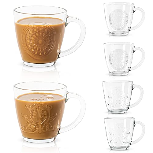 CREATIVELAND Glass Coffee Mug Set of 6 Large & Heavy & Thick Tempered