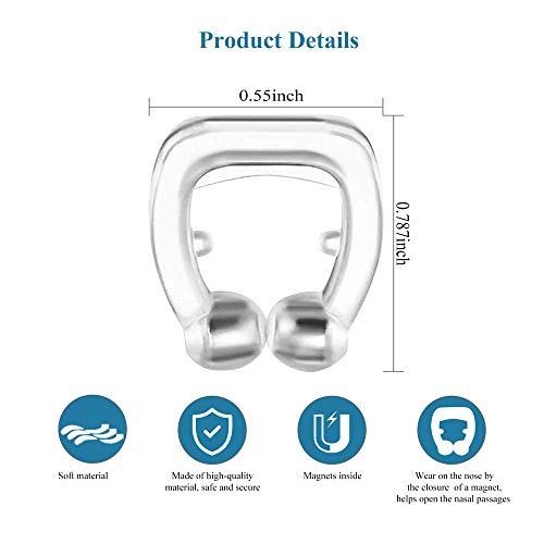 Balhvit Anti Snoring Devices, Silicone Magnetic Anti Snore Nose Clip to Ease Breathing, Set of 4 Nose Vents as Snoring Solution, Comfortable & Effective Stop Snoring Sleep Aid for Men Women