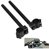 KanSmart NEW Universal 35mm CNC Raised Motorcycle Clip Ons Fork Handlebars for 1969-1982 Honda Suzuki Yamaha (35mm, Black)