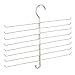 mDesign Metal Closet Rod Hanging Accessory Storage Organizer Rack for Scarves, Ties, Yoga Pants, Leggings, Tank Tops - Snag Free, Geometric Design, 16 Arms/1 Hook - Spira Collection - Pearl White