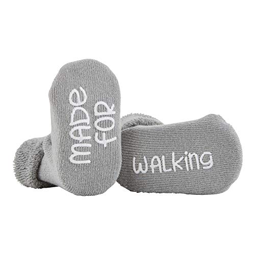 Stephan Baby Non-Skid Silly Socks with Cute Sayings, Gray Made for Walking, Fits 3-12 Months