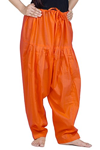 Chandrakala WomenΓ’β¬β’s Orange Pure Cotton Plain Semi Patiala Dhoti Salwar Indian Pants(P107ORA3) Chandrakala WomenΓ’β¬β’s Orange Pure Cotton Plain Semi Patiala Dhoti Salwar Indian Pants(P107ORA3)
