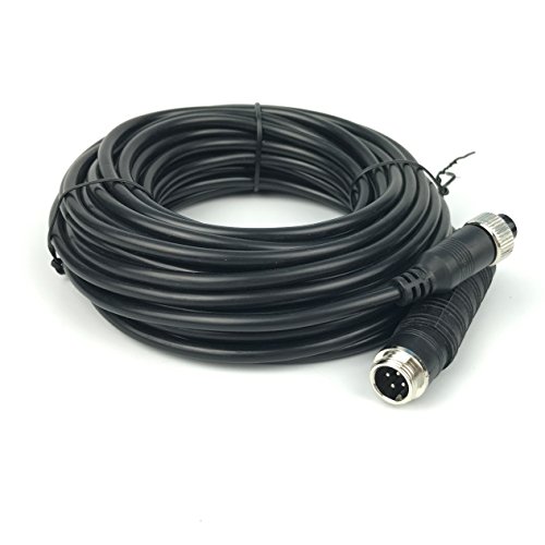 15Meters(50FT) Car 4-Pin Aviation Video Extension Cable for CCTV Rearview Camera Truck Trailer Camper Bus Motorhome Vehicle Backup Monitor Waterproof Shockproof System 15Meters Black - Thumbnail 4